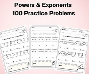 Powers & Exponents — 100 Practice Problems