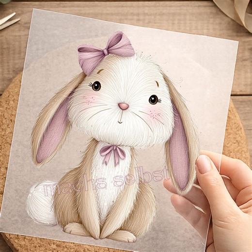 Bügelbild, Einfach & Schnell Aufbügeln, Kinder, Mädchen, Shirt Design, Geschenk, Hase, Häschen, Bunny, Schleife, Ostern, Frühling, Bügeln - Etsy
