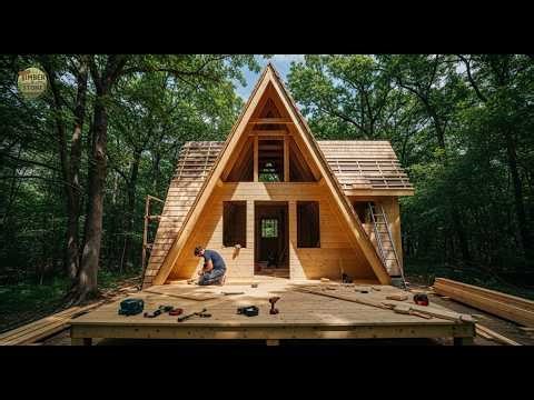 A-Frame Cabin Construction | Full DIY Wooden House Project
