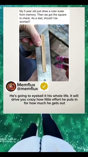 His son drew a ruler scale from memory