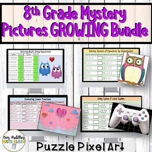 8th Grade Math Activities PIXEL ART Digital  Bundle