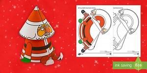 Simple 3D Cone Bobble Head Santa Christmas Paper Craft