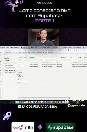 💻 Conectando o n8n ao Supabase: Tudo que você precisa saber! Quer levar suas automações para o próximo nível? 🚀 Neste vídeo, ensino passo a passo como conectar o n8n ao Supabase, uma solução incrível para armazenar e gerenciar dados de forma prática e escalável. 🛠️ O que você vai aprender: ✔️ Como configurar a conexão entre o n8n e o Supabase. ✔️ Criar tabelas no Supabase para organizar seus dados. ✔️ Configurar buckets para armazenar fotos e arquivos. ✔️ Testar a integração para garantir que