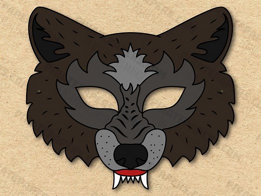 Máscara de lobo feroz imprimible, papel para hacer tú mismo para niños y adultos. Plantilla en PDF. Descarga instantánea. Para cumpleaños, Halloween, fiestas, disfraces. - Etsy México