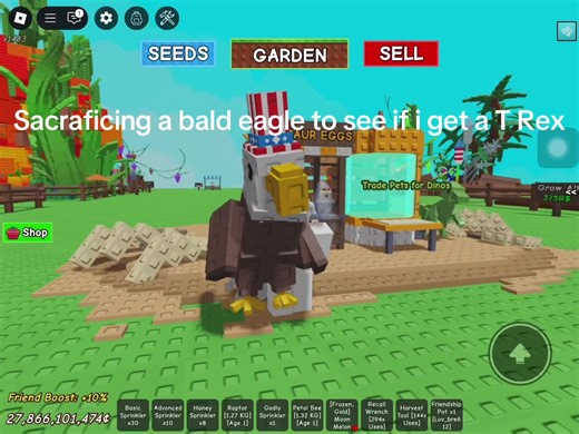 Seeing what i get from sacraficing a bald eage! | t rex grow a garden