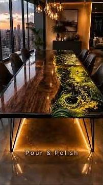Insane Resin Pour Technique for This Table! 🔥🌊 #resinart #woodworking #satisfying