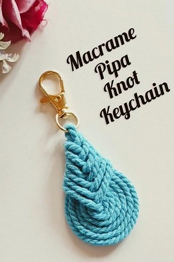 Macrame Pipa Knot Keychain | Tutorial step by step for beginners | DIY | Boho style#macrametutorial