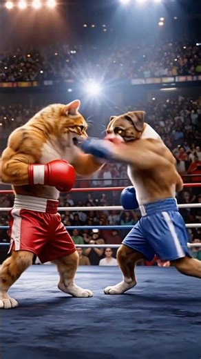 The ending though 💀 Unbelievable Cat and Dog boxing match #cat #dog #boxing #shorts