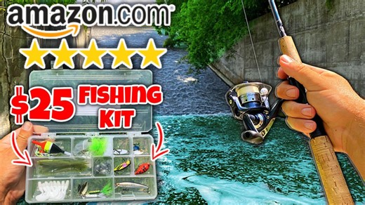 Fishing with the top-rated Amazon kit in a creek challenge