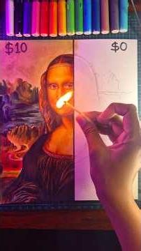 Drawing ✨ MONA LISA ✨ with $0 😳 ** turned into a masterpiece ** #shorts #drawing