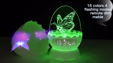 Butterfly Night Light Sleep Lamp with Lullaby White Noise, Digital Clock Alarm Clock with LED Décor Light, Butterfly Gifts/Decor for Girls Women(2th Generation)