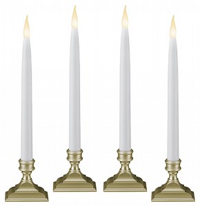 612 Vermont Battery Operated LED Window Candles with Timer (6 on/18 Off), Patented Warm White Dual LED Flicker Flame (Pack of 4, Pewter)