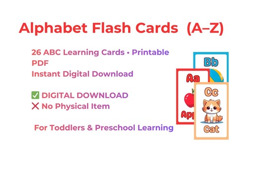 Alphabet Flashcards for Kids, ABC Learning Printable, Colourful Educational Flash Cards, Digital Download PDF - Etsy