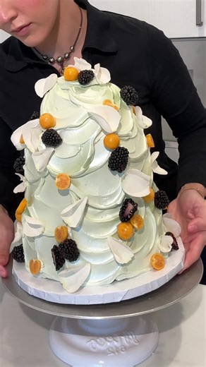 cake sounds only— decorating a pearled green mountain cake 🤸🏽‍♀️🙂‍↔️🫶🏼