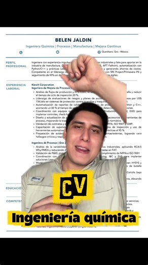 Así se ve un buen CV en Medicina Ingeniería Química Si no es tu caso déjame tu carrera en los comentarios y te muestro un CV adaptado a tu área Si queres que redactemos tu CV y perfil de LinkedIn escribime al enlace de mi perfil #cvprofesional #linkedin #mexico #peru #bolivi