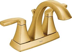 Moen Voss Brushed Gold Transitional Two-Handle High Arc Centerset Bathroom Faucet for 4-Inch 3-Hole Setup, 6901BG