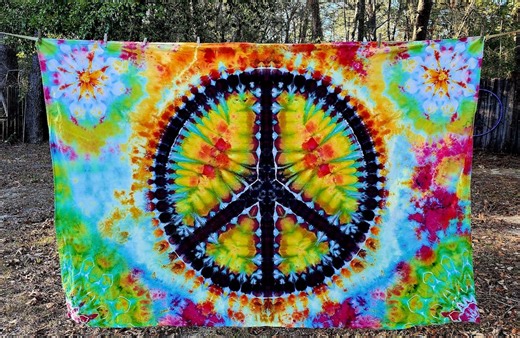 Large Handmade Peace Sign Tie Dye Tapestry T151 TC - Etsy