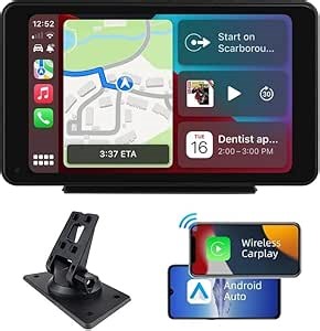 Plimpton Portable Carplay for Apple/Android Auto Screen for Car, 7 Inch IPS Touch Screen Wireless Car Play Driveplay Multimedia Player with Voice Control, BT, GPS, Mirror Link for Vehicle