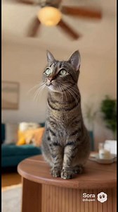 Cat looks up at a spinning ceiling fan, tilts head, calculates jump #funnyvideos #catlovers #cat #catloversclub | AI Flicks