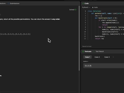 【leetcode】【46. Permutations】