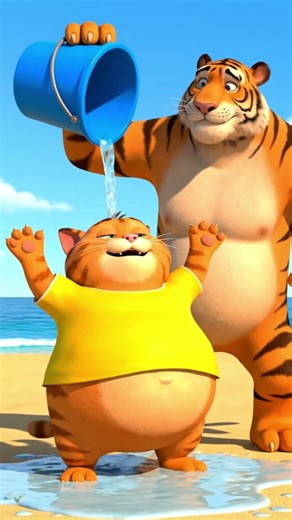 Beach Bully Gets Instant Karma! 🏖️😂 Funny Animal Animation #catshorts #funnycats