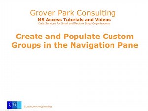 Access Navigation Pane: Creating Custom Categories
