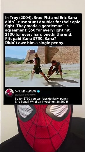 In Troy (2004) Brad Pitt and Eric Bana literally fought each other for cash!😱