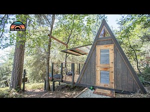 Young Woman Builds DIY Off Grid A-Frame Tiny House W/ Elevating Side Wall