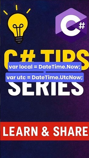💡C# Tip #13: Using DateTime Now vs UtcNow #coding #csharp #shortsTip #techTip #shorts