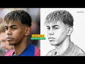 How to Draw Lamine Yamal Step By Step - Lamine Yamal Portrait Drawing