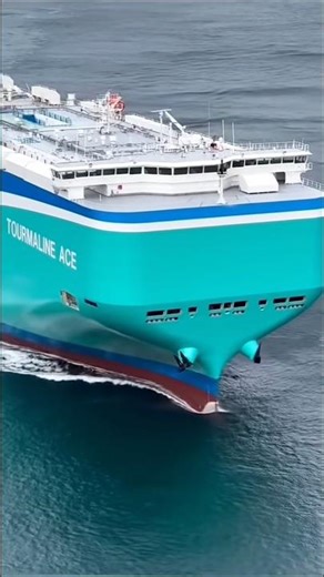Beautiful Green Color RORO Vessel | Massive Ship Loading Cars 🚢❤️ #shorts #rorovessel #cargoship