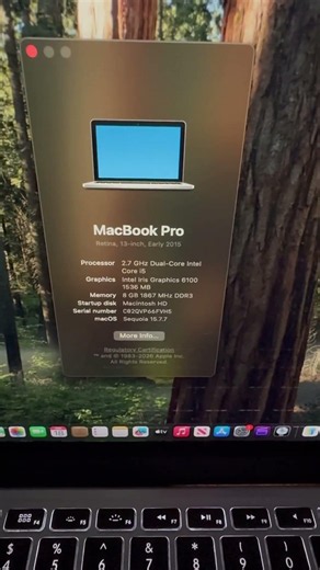 Early 2015 MacBook Pro 13” OS Sequoia 15.7.5 version