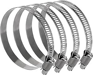 6.5 inch stainless steel hose clamp, adjustable metal worm gear assortment kit for water pipe (4 pcs)