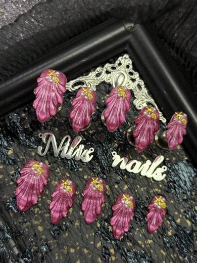 10pcs Almonds Nail Acrylic Kit, Mid Purple Red Nails, Silver Cat Eyes, Hand Drawn 3D Shell Texture, 3D Gold Metal Stars&Gold Shells&White Pearls And Other Nail Accessories, Mermaid Style&Light Luxury Ocean Style, Y2K Style Nail Art Set,Suitable For Women And Girls,Festivals,Daily,Party,Gatherings And OtherPlaces Use(Includes: A Piece Of Jelly Glue And A Friction Strip) Nail Stuff | SHEIN