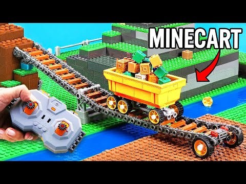 Setup A Minecraft Minecart Train & Gold Mining Machine by LEGO in Real Life!