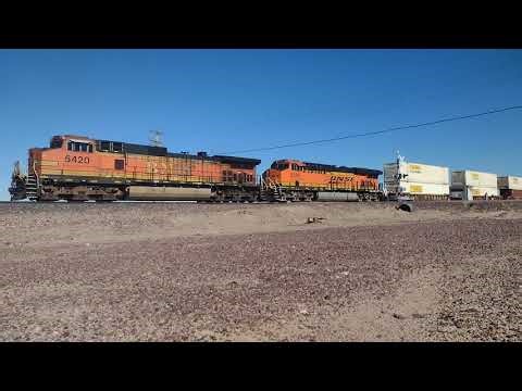 WB BNSF Domestic Intermodal/Port Stack Train At Newberry Springs CA! #bigbossrailfanner