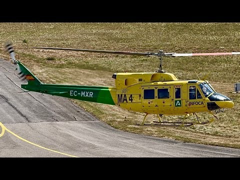 Bell 212 Firefighting Helicopter Landing, Engine Start & Takeoff (4K)
