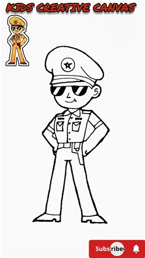 "👮💛 CUTE LITTLE SINGHAM ART" l #littlesingham #cartoon #shortsviral #kidscreativecanvasshorts l