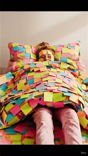 Would you like to take this Sticky Note comforter abd lay in Sticky Notes Bed! #ASMR #stickynotes