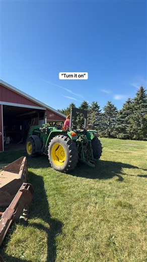 Now Shane can take a ride on MY big green tractor 😎 #farming #livestock #farmlife #tractor #JohnDeere | Ferris Cattle Co.