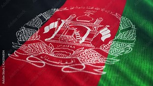 Afghanistan flag is waving 3D animation. Symbol of Afghan national on fabric cloth 3D rendering in full perspective.