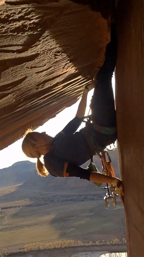 35K views · 700 reactions | 200 feet above the reservoir in Indian Creek, Utah. Just breath, rock, sky, and the water shimmering a thousand feet below me. The crux of “No Rest for the Wicked” — the kind of move you never forget. #pilatesinstructor #exploremore #climbinglife #Utah #girlswhoclimb #physivantage #climbinginspiration #viralvideochallenge #indiancreek #moab | Pamela Shanti Pack | Facebook