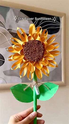 DIY paper sunflowers 🌻 | Easy paper flowers craft 🍃#shorts #diy #craft #origamipaper