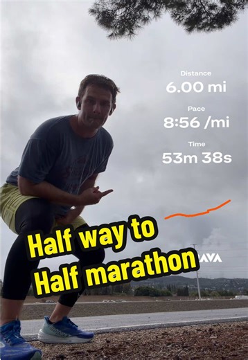 Just under halfway to the half marathon! It was lonely out on the trail today because of the rain (more like mist) but I love running in this weather #fyp #run #halfmarathon #dadtraining #sweat