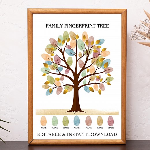 Personalized Family Fingerprint Tree Guestbook: DIY Keepsake (digital Download, PDF Template) - Etsy