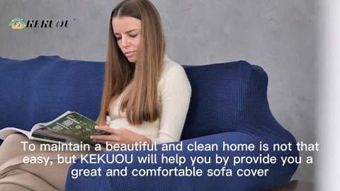 KEKUOU Stretch Sofa Cover Slipcover ，Couch Covers for 3 Cushion Couch Sofa pet Friendly (78"-94") Furniture Protector Sofa with Elastic Bottom for Kids,Dog, Jacquard Small Checked(Large,Black)