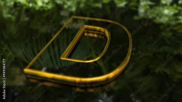D Logo Animation, D golden logo letter and 3D alphabet animation for kids' learning or commercial use, eye-catching and attractive motion, look like 4D animated video with natural reflection.