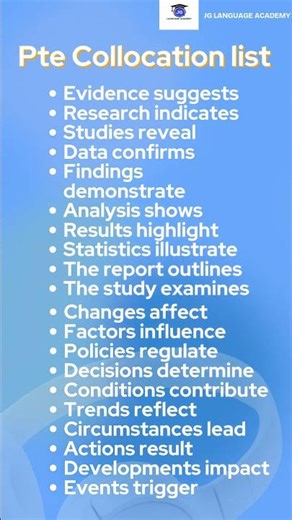 PTE Reading collocation list # pte core #pteacademic #languagetest #reading