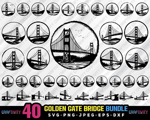 Golden Gate Bridge Vector Bundle (svg, Png, Jpg, Eps, Dxf) (digital Download) - Etsy