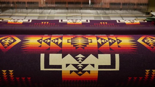 Our wool blankets are still woven in two of the last remaining woolen mills in the U.S. Here's our Chief Joseph blanket, the oldest pattern in continual production, coming off the loom in our Pendleton, Oregon, mill: https://bit.ly/2Nv8hOi | Pendleton Woolen Mills
